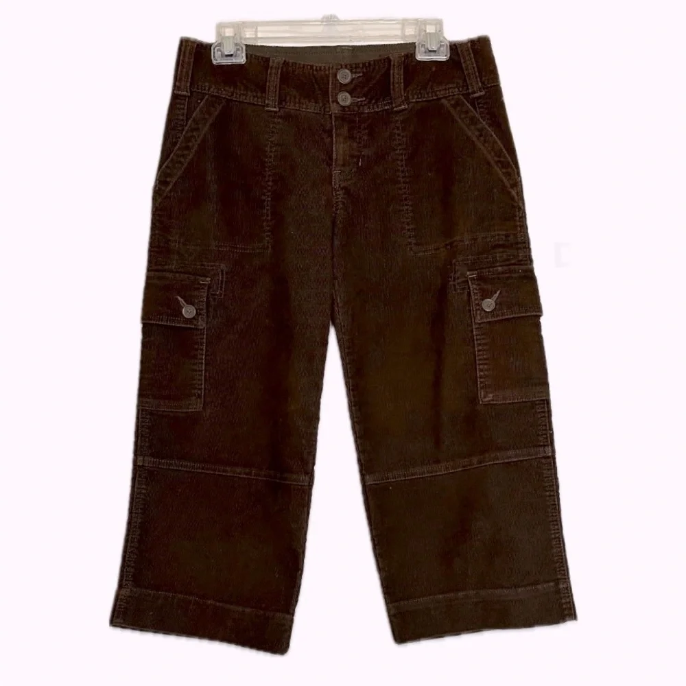 Abercrombie & Fitch Cargo Capris Wide Leg Straight Leg Corduroy Pants deadstock - Picture 3 of 8
